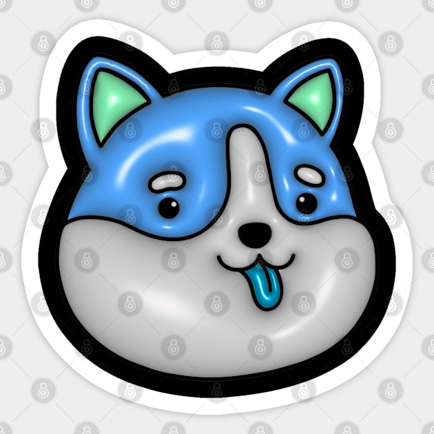 3d Inflated Blue Doge Sticker by Doggomuffin 